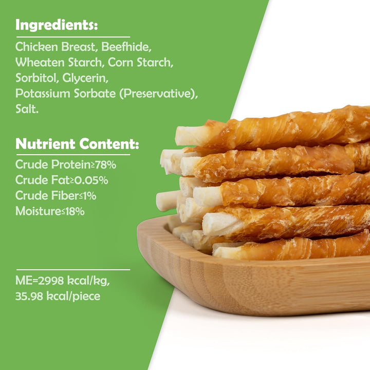 Dog Treats, Rawhide Twist Chicken Hide Sticks, Suitable for Puppy and Small Dogs, 5 Inch (Chicken, Pack of 40)