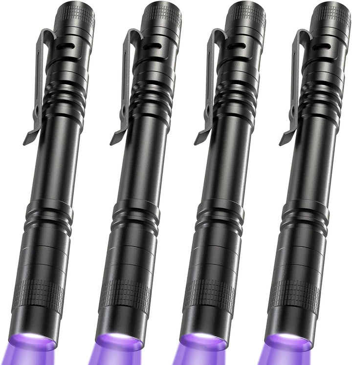 2 UV Black Light Flashlight, 2 Pack 395Nm Mini Pen Light with Clip, Waterproof Ultraviolet Flashlight for Leak, Pet Urine, Scorpion, Hotel Inspection, Dry Stain and Bed Bug.