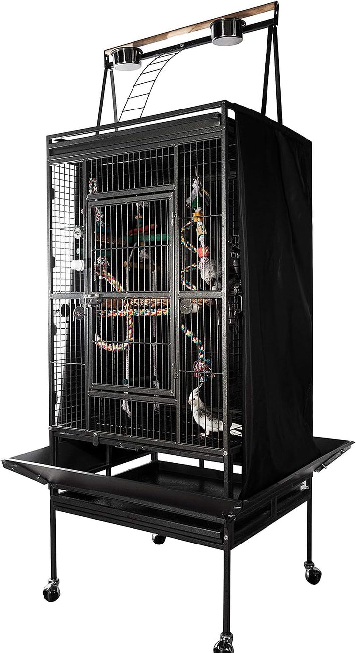 Good Night Bird Cage Cover for Large Bird Cage with Play Top (Patented), Black 68"
