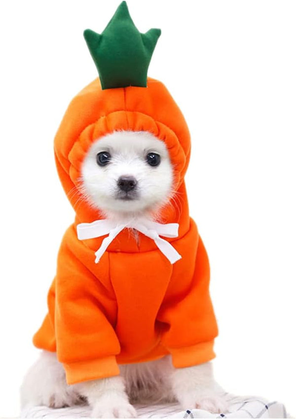 Dog Christmas Halloween Costumes,Dog Hoodies for Small Dogs Cats, Cat Puppy Outfits,Yorkie Chihuahua Pomeranian Clothes (Medium, Orange-Carrot)