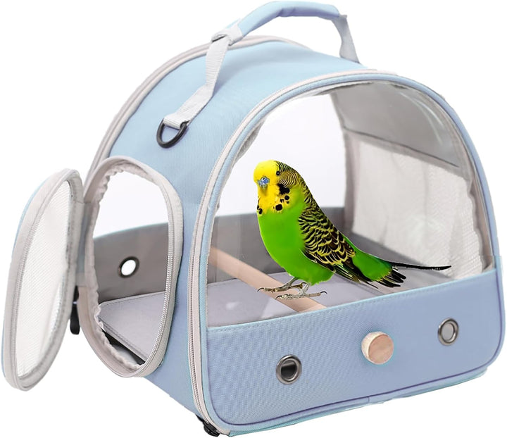 Small Bird Travel Cage Carrier, Portable Parrot Parakeet Carrier with Standing Perch and Comfy Mat, Budgies Carry Transport Bag for Vet Visit Shopping and Outdoor Adventure.