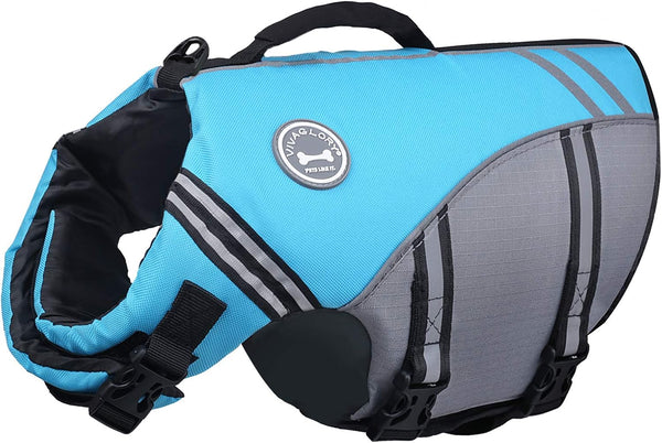 Sports Style Dog Life Vest, Dog Life Jacket for Swimming & Boating, Ripstop & Buoyancy for Puppy Doggy, Lifejacket with Handle, M, Blue