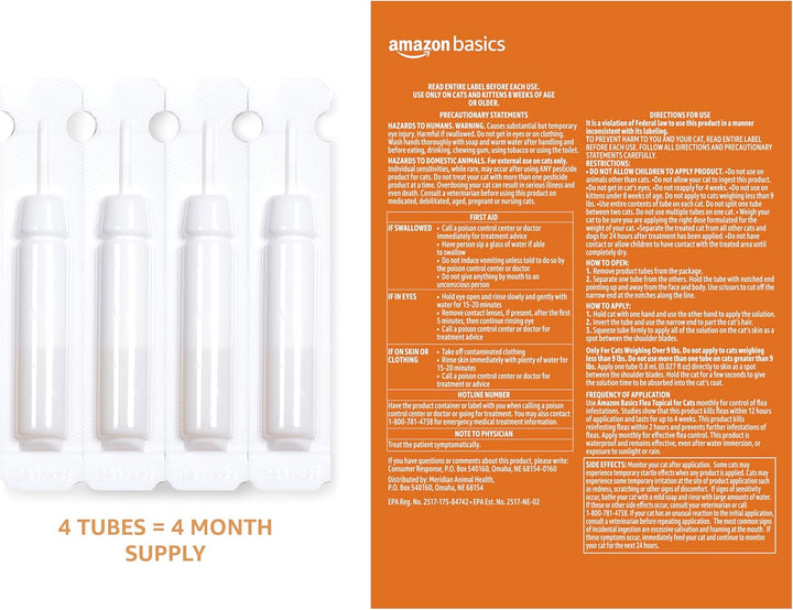 Topical Flea Treatment for Medium Cats (5-9 Pounds), 4 Count (Previously Solimo)