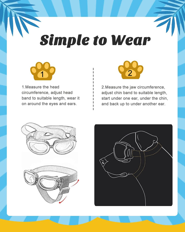 Dog Sunglasses Small Breed Goggles UV Protection,Goggles for Small Dogs Eye Wear Protection with Adjustable Strap Windproof Anti-Fog Sunglasses for S-Mall Doggy Doggie Glasses,Black