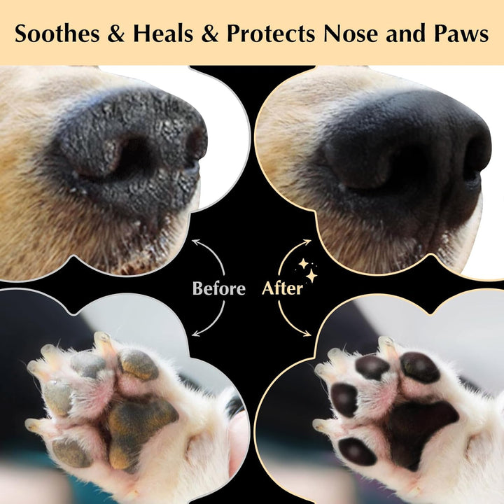 All-Natural Lick Safe Dog Paw Balm for Dogs & Cats | 2 Pack Dog Paw Pad Balm Paw Protector, Moisturizer & Soother for Dry Cracked Paws & Noses | Snout Soother for Dogs (1.23Oz*2)