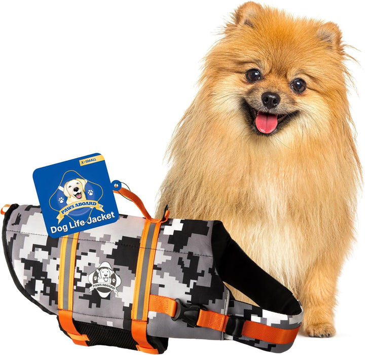 Dog Life Jacket - Swimming Vest for Dogs, Adjustable, Reflective, Comfortable, Multiple Colors, Patterns, Xx-Small to Extra Large Dog Swim Vest with Handle (Red, Large)