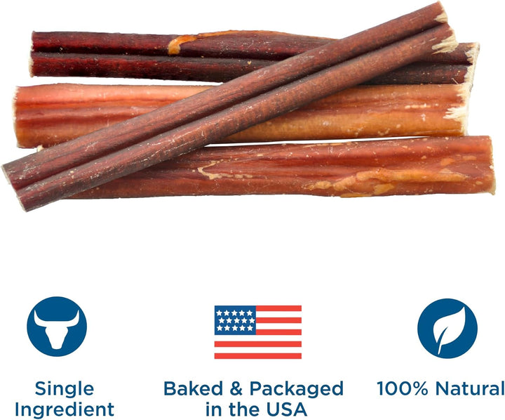 6 Inch Odor-Free Bully Sticks - 20 Count (Pack of 1) - Bulk Bag, Odorless Natural Grass-Fed Beef, Easily Digestible, No Grain or Rawhide, Ideal for Big Breeds