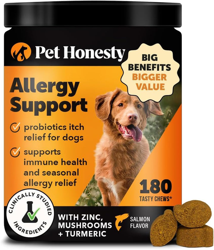 Dog Allergy Itch Relief - Advanced Itch Supplement with Probiotics for Dogs - Immune Support & Skin Relief for Seasonal Allergies - Natural Itchy Skin & Paw Relief - (Peanut Butter, 90 Ct)