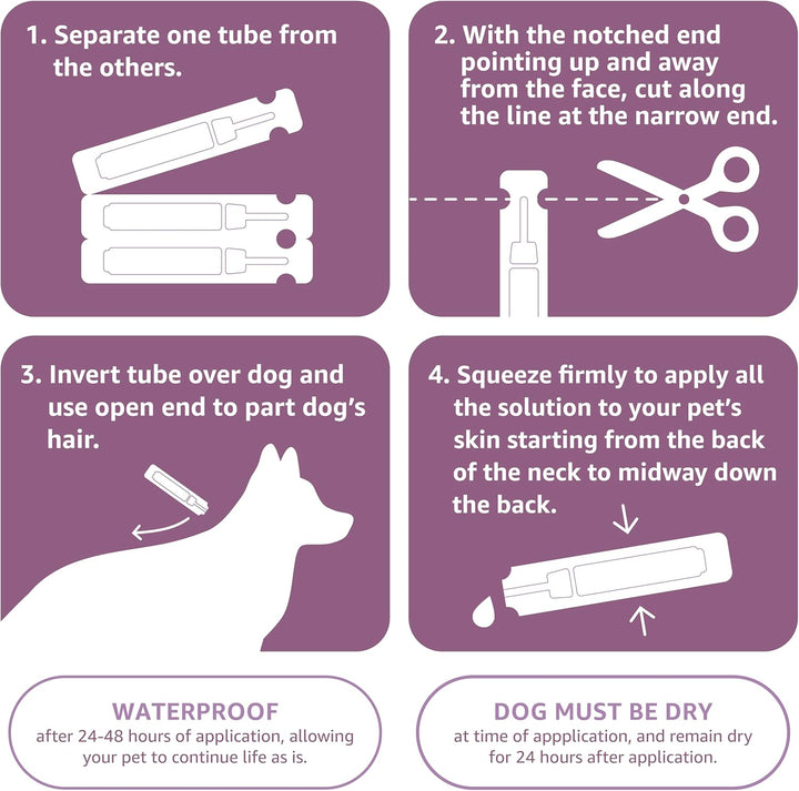 Flea and Tick Topical Treatment for Large Dogs (45-88 Lbs), Unscented, 6 Count (Previously Solimo)