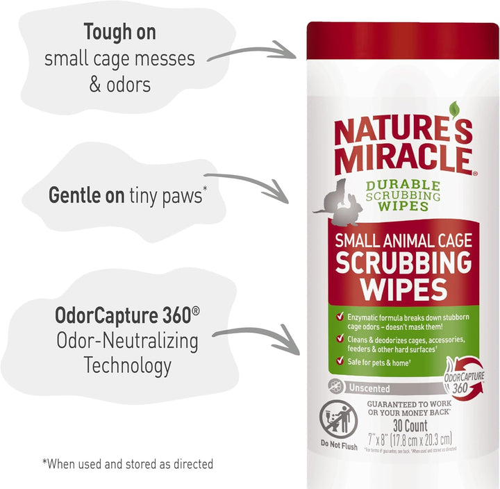 Small Animal Cage Scrubbing Wipes 30Ct