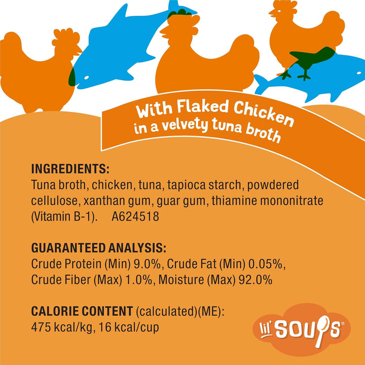 Purina  Natural, Grain Free Wet Cat Food Lickable Cat Treats, Lil' Soups Flaked Chicken - (Pack of 8) 1.2 Oz. Tubs