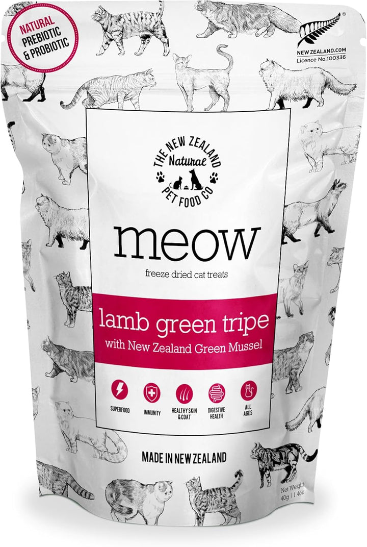 Meow Freeze Dried Cat Treats - New Zealand Green Mussel, High Protein, Healthy Cat Snacks and Toppers, All Natural for All Life Stages, 1.76 Oz