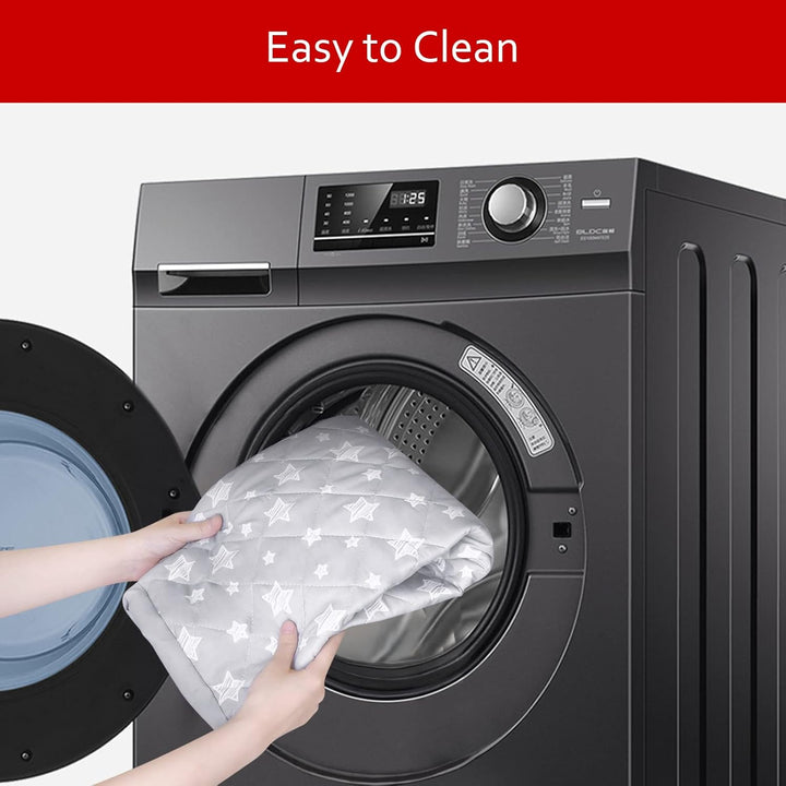 Waterproof Dog Bed Covers Replacement Washable Pet Hair Easy to Remove, Noiseless Quilted Puppy Pet Bed Cover Lovely Grey Star Print 27X36 Inches, for Dog/Cat, Cover Only