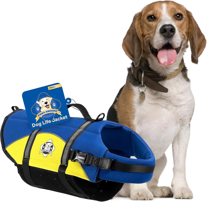 Dog Life Jacket - Swimming Vest for Dogs, Adjustable, Reflective, Comfortable, Multiple Colors, Patterns, Xx-Small to Extra Large Dog Swim Vest with Handle (Red, Large)