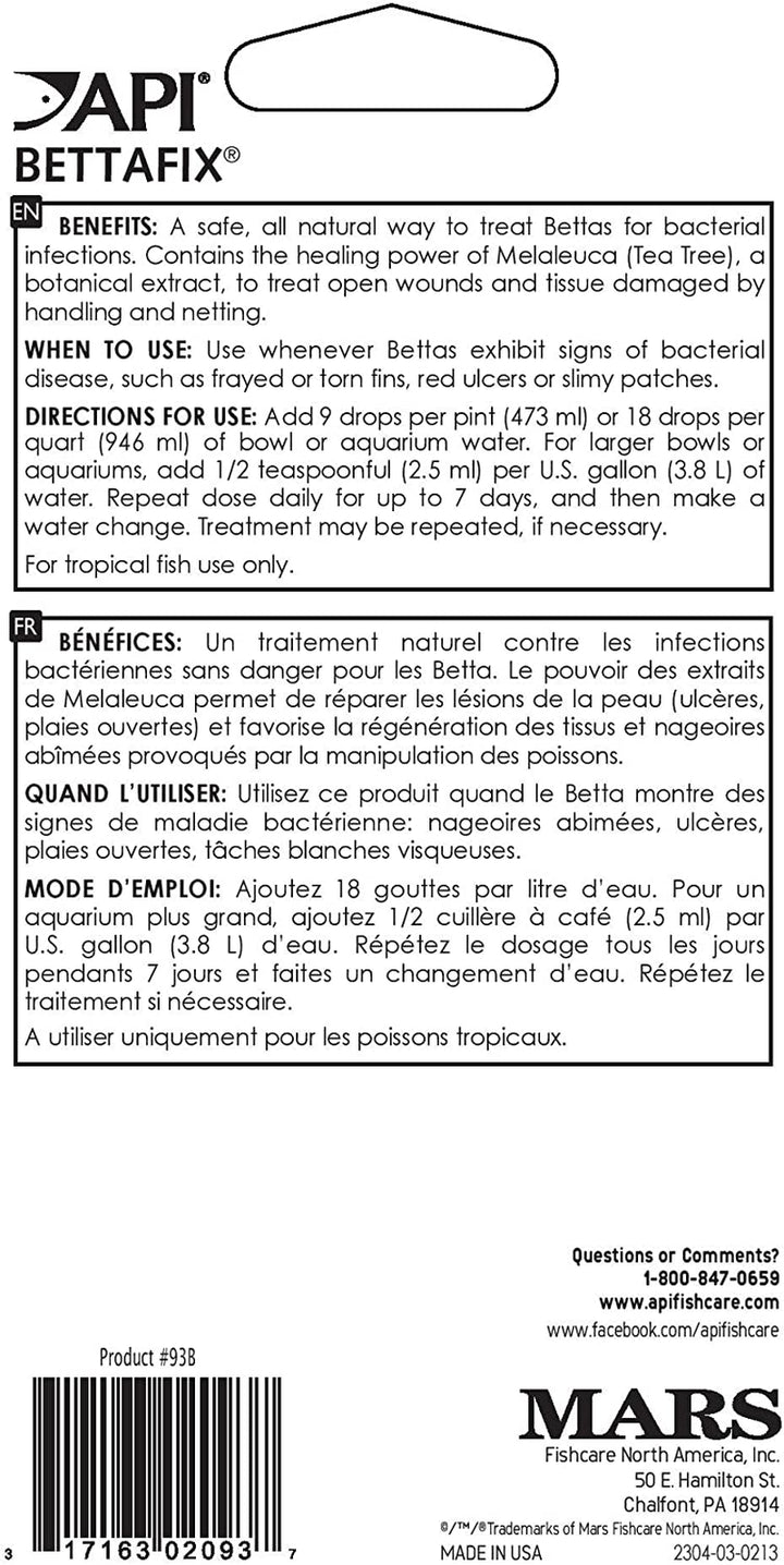 BETTAFIX Antibacterial & Antifungal Betta Fish Infection and Fungus Remedy 1.7-Ounce Bottle