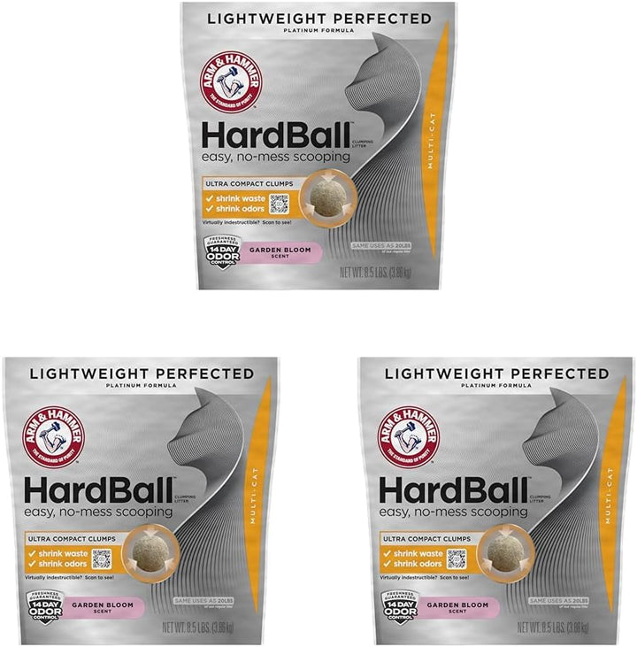 Hardball Lightweight Platinum Multi-Cat Clumping Cat Litter Odor Control, Easy No-Mess Scooping, Garden Bloom Scent, 16.5 Lbs.