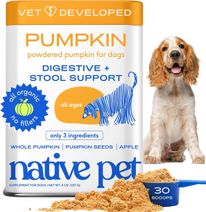 Pumpkin for Dogs - Organic Powder Pumpkin Puree Dog Food Toppers -Rich in Fiber Supplement Powder Helps with Digestion, Nutrient Absorption, Diarrhea, Constipation & Upset Stomach-30 Scoops
