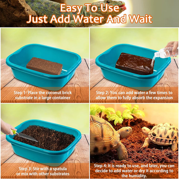 2 Pack Natural Coconut Fiber Substrate for Reptile- Premium Compressed Coconut Husk Terrarium Bedding for Reptile, Tortoise, Frogs, Snakes Hermit Crabs, Burrowing Animals