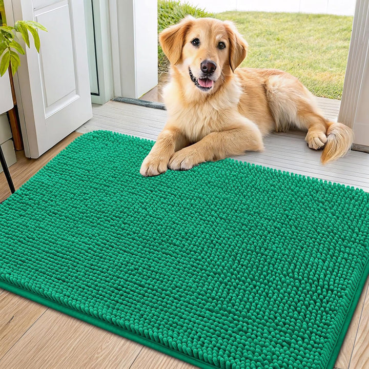 Dog Door Mat for Muddy Paws 30X20, Absorbs Moisture and Dirt Doormat, Non-Slip Washable Quick Dry Chenille Front Door Mat Indoor Entrance, Entryway Carpet for inside Floor, Grey