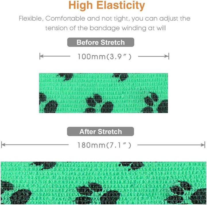 Vet Wrap Cohesive Bandages Bulk Self Adhesive Bandage Wrap Self Adherent Wrap Non-Woven for Dogs Pet Animals & Ankle Sprains & Swelling 2 Inch X 5 Yards (2 Inch Claw)