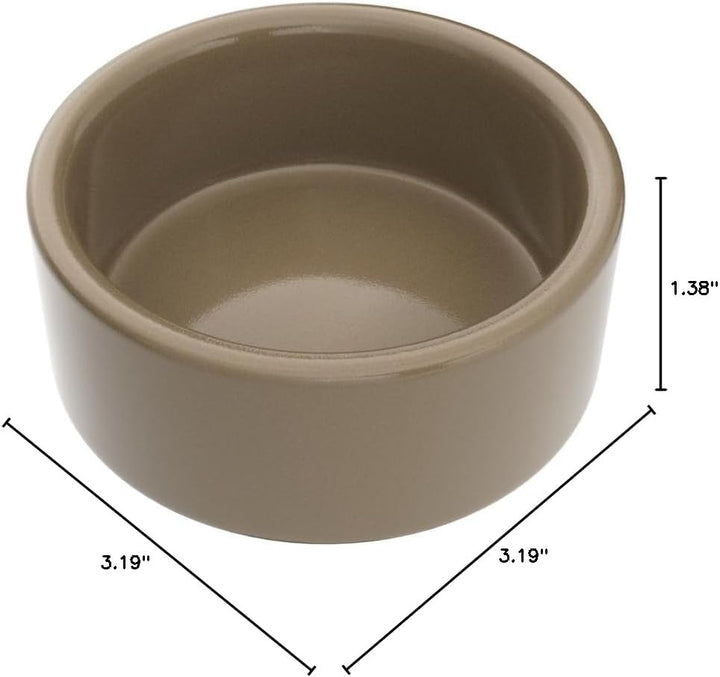 Stoneware Ceramic Pet Hamster Bowl, Brown, 3-Inch