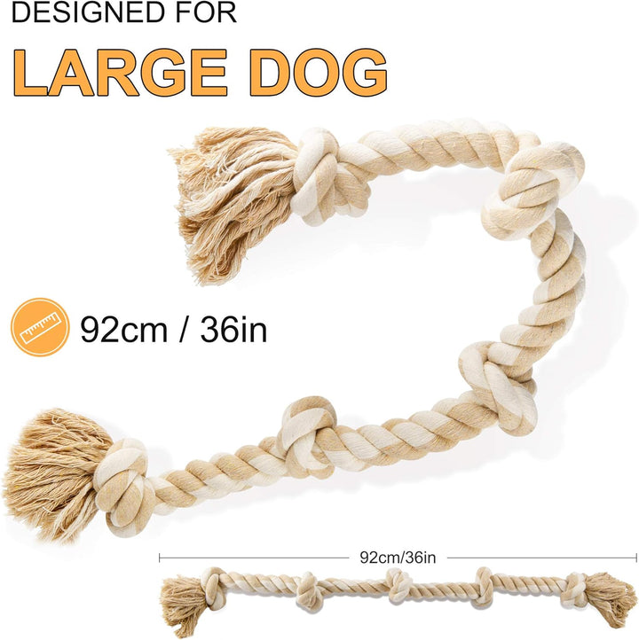 Dog Rope Toys for Large/Medium Aggressive Chewers, Tough Cotton Chew Toy, 3 Feet 5 Knots Indestructible, Tug of War Dog Pull Rope Teeth Cleaning