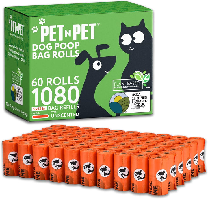 1080 Counts Green Poop Bags for Dogs, 41% Plant Based & 59% PE Extra Thick Dog Poop Bags Rolls, 9" X 13", Lavender Scented Pet Waste Bag