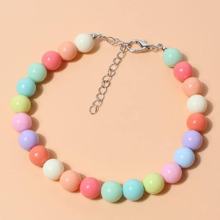 Pet Jewelry Candy Color Dog Pearl Collar Cute Teddy Necklace Jewelryc Chihuahua York Girl Clothing Dress Accessories(10+2.5 In)