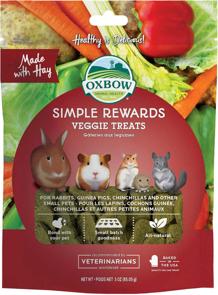 Animal Health Simple Rewards Apple Banana Treats, Timothy Hay Guinea Pig & Bunny Treats, Pet Snack, Made with  Guinea Pig Hay, Made in USA, Timothy for Rabbit, 3 Oz Bag