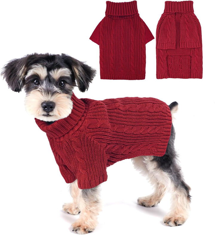Winter Dog Clothes for Small Dogs Turtleneck Dog Sweaters Dog Knitted Warm Sweater Puppy Cold Weather Clothes Small Dog Pullover Sweater Fall Doggie Outfits Cat Apparel (Small)