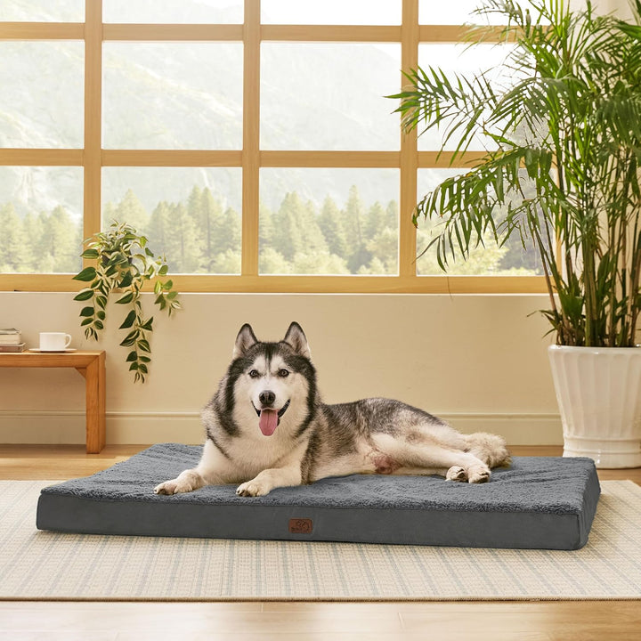 Dog Beds Large Sized Dog - Comfy Flat Pet Beds with Removable Washable Cover, Orthopedic Egg Crate Foam Puppy Mat, Suitable for Pet up to 65 Lbs