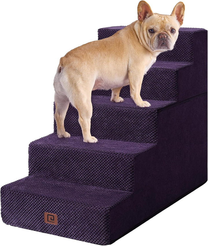 Dog Stairs for Bed 18" H, 4-Step Dog Steps for High Bed, Pet Steps for Small Dogs and Cats, Non-Slip Balanced Pet Ramp Indoor, Grey