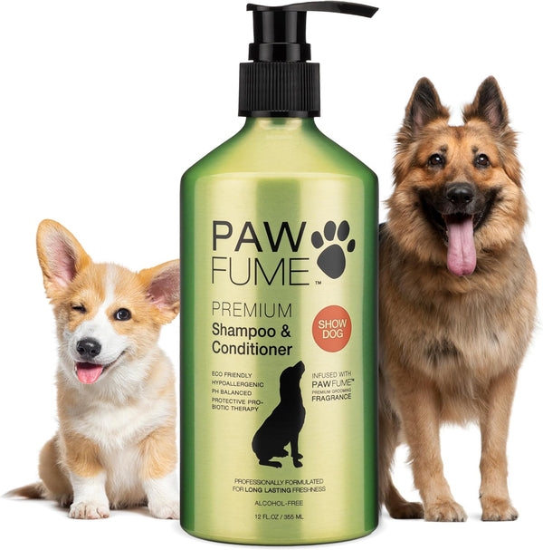 PAWFUME Deshedding Dog Shampoo and Conditioner, Show Dog, 1-Pack – Nourish & Detangle for Silky Soft Coat – Probiotic, Deep-Cleaning, Ph-Balanced Formula – Salon-Quality Shampoo for Dogs
