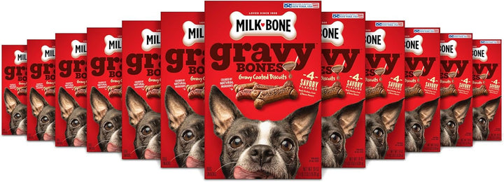 Gravy Bones Dog Treats with 4 Savory Meat Flavors Coated in Gravy, 7 Pound
