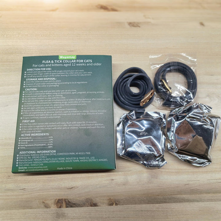 4 Pack Flea Collar for Cats, Cat Flea and Tick Treatment, 8 Months Protection Flea and Tick Prevention for Cats, Waterproof Cat Flea Collar, Adjustable Cat Flea and Tick Collar for Cats Kittens, Black