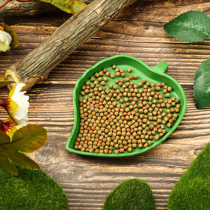 2 Pieces Leaf Reptile Food Water Bowl Plate Turtle Feeding Dishes for Tortoise Corn Snake Crawl Pet Bearded Dragon, Lizards, Gecko Drinking and Eating, 2 Sizes