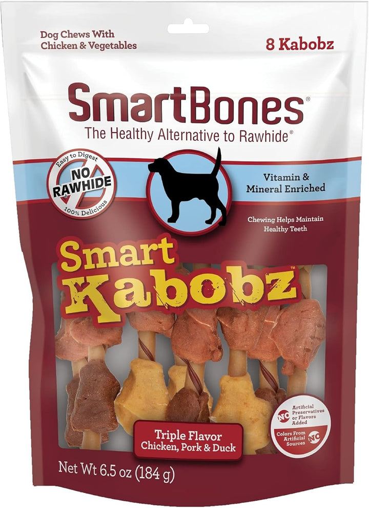 Smart Kabobz, Treat Your Dog to a Rawhide-Free Chew Made with Real Chicken, Pork and Duck 18 Count (Pack of 1)