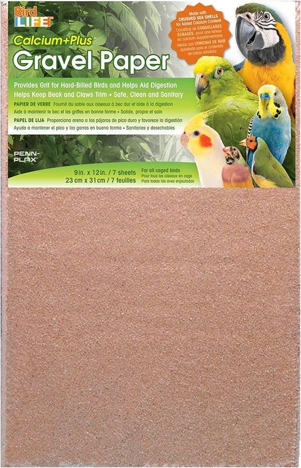 7 Pack Gravel Paper for Bird Cage, 9 by 12-Inch | Great for Hard-Billed Birds | Safe, Clean, and Easy for Improved Digestion (BA637)