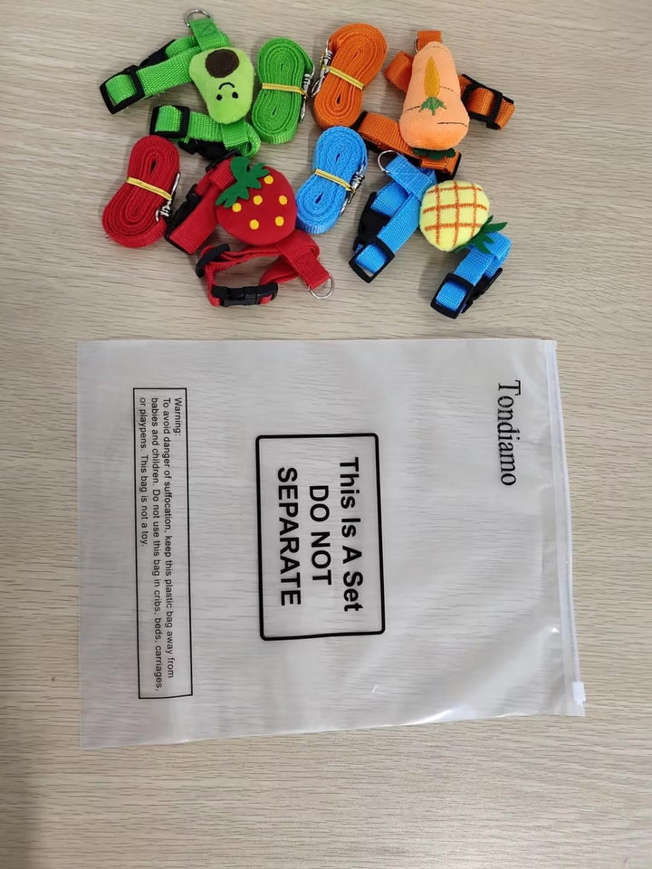 4 Sets Adjustable Bunny Rabbit Harness and Leash Set Small Pet Cute Vest Harness Leash with Decoration for Bunny Ferret Small Pets(Fruit)