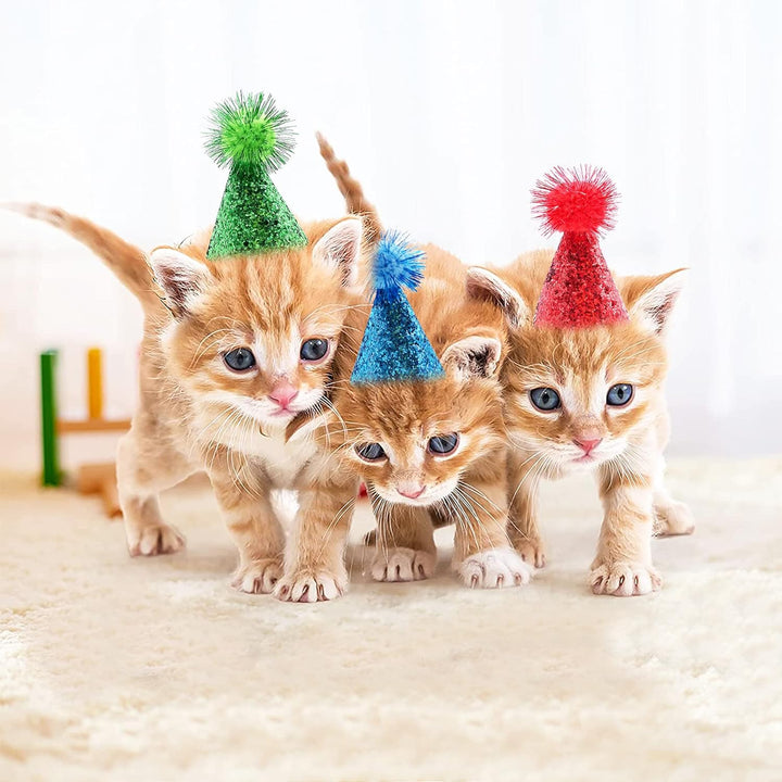 10Pcs Mini Small Dog Hats Cat Birthday Party Hat Rabbit Hats for Holiday Wedding Puppies Kittens Costume Accessories