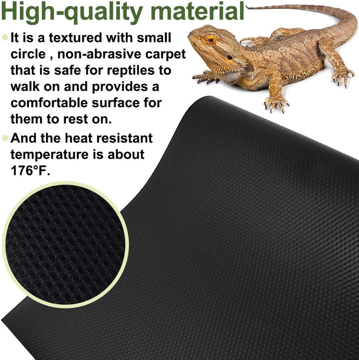 Reptile Carpet,Bearded Dragon Tank Accessories,Reptile Mat, Leopard Gecko Substrate,Bearded Dragon Tank Flooring,Snake, Tortoise Bedding(18" X 79 ", 1 PCS Black Thicker Mat)