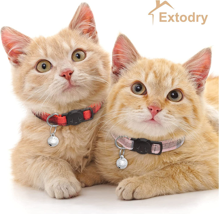6 Pack Classic Plaid Cat Collars with Bells - Breakaway Kitten Collar and Adjustable 6-9 In,Cute Kitty Collar for Girl Boy Cats,Pet Gifts,Accessories,Supplies,Stuff