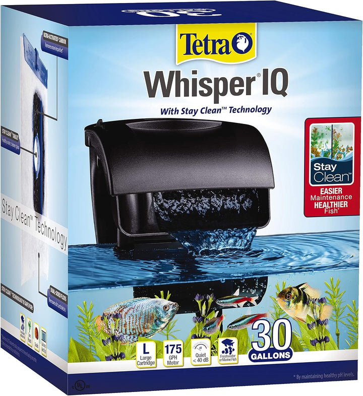Whisper IQ Power Filter 20 Gallons, 130 GPH, with Stay Clean Technology