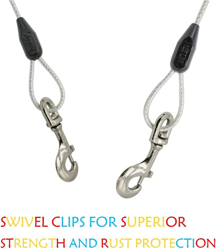 30Ft Reflective Tie-Out Cable for Heavy Dogs up to 125 Pounds