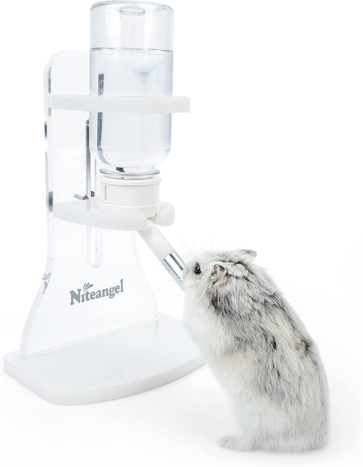 Water Bottle with Stand for Syrian Dwarf Hamsters Gerbils Mice Rats Degus Small Pet Rodents(White)
