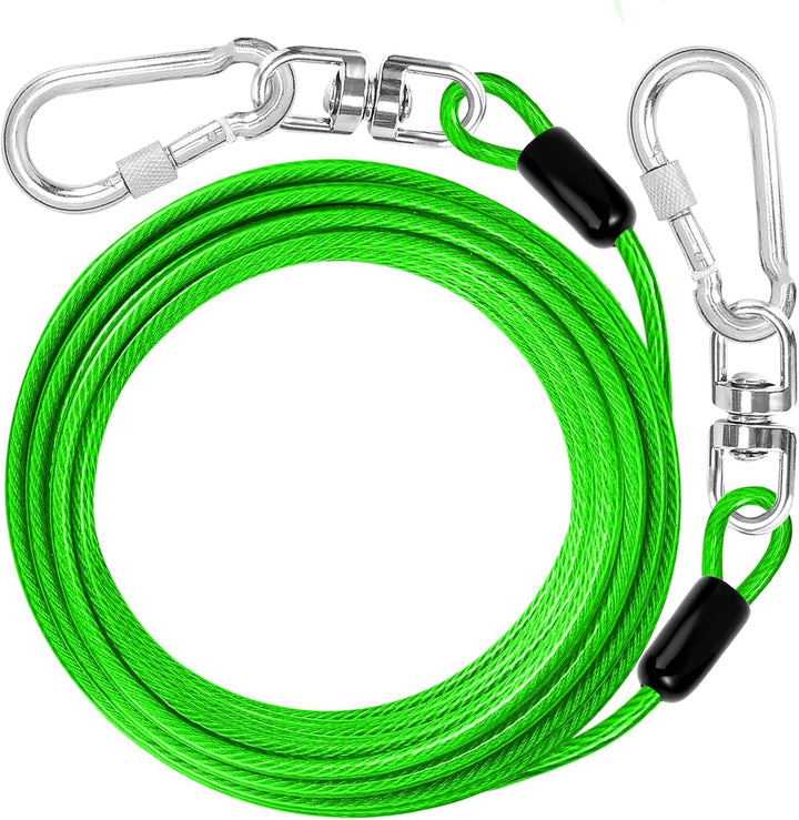 Dog Tie Out Cable: 10 Ft Dog Lead for Yard - Heavy Duty Chain Leash outside for Small Large Dogs up to 500 Lbs - Outdoor Dog Runner Tether