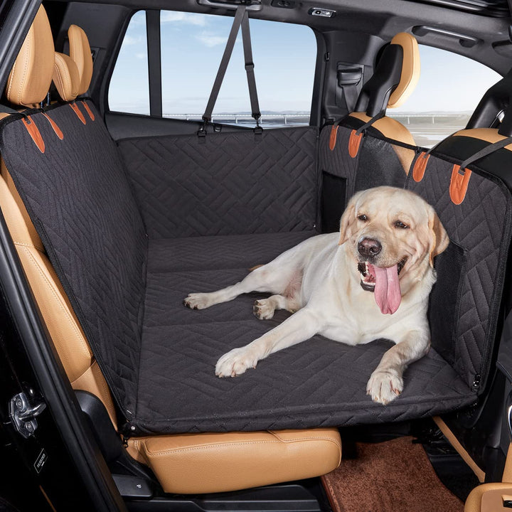 Back Seat Extender,Dog Seat Cover for Back Seat,Hard Bottom Car Seat Cover for Dogs,Dog Hammock for Car,Back Seat Pet Cover for Dogs(Black)