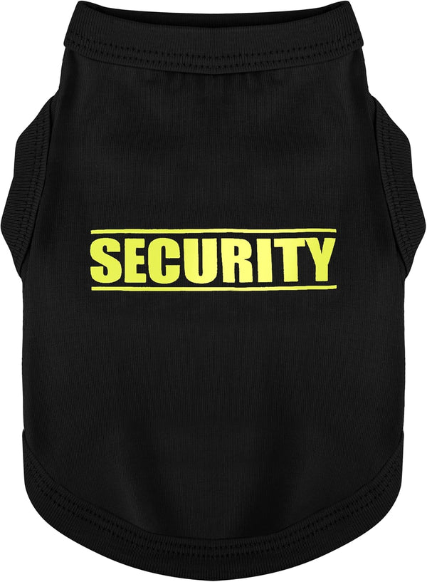 Discover Cozy Cotton Canine Wear: Soft, Lightweight, and Breathable Dog Shirt Vest with Eye-Catching Graphics(Security), Keeping Your Furry Friend Warm and Comfy! Black M