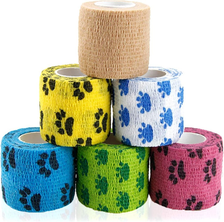 Vet Wrap Cohesive Bandages Bulk Self Adhesive Bandage Wrap Self Adherent Wrap Non-Woven for Dogs Pet Animals & Ankle Sprains & Swelling 2 Inch X 5 Yards (2 Inch Claw)