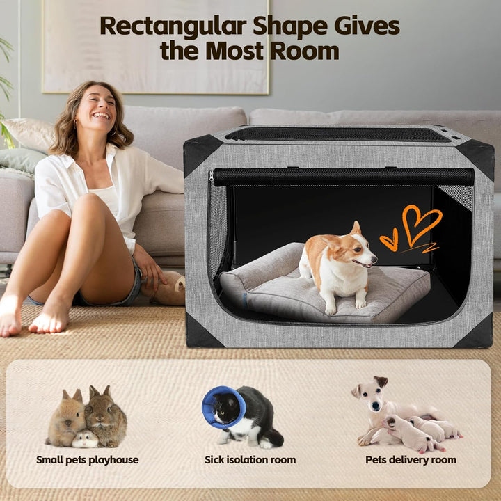 Dog Crate 30X21X21 Inch for Large or Medium Dogs, Portable and Foldable Design Perfect for Travel or Home Use, Dog Kennel with 3-Door